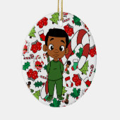 Holiday Boy Caramel Kerstmis Keramisch Ornament (Rechts)