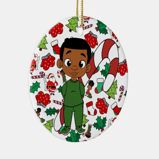 Holiday Boy Caramel Kerstmis Keramisch Ornament (Rechts)