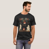Holiday Brew - Schattige Zwarte Kat & Geesten Kers T-shirt (Voorkant volledig)