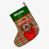 Holiday Brown Labradoodle Pset en Dog's Name Grote Kerstsok (Achterkant (Hangend))