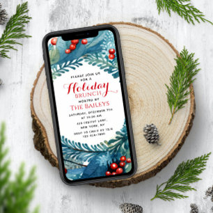 Holiday Brunch Elegant Kerstmis Floral Wreate Kaart