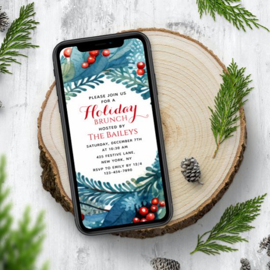 Holiday Brunch Elegant Kerstmis Floral Wreate Kaart