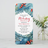 Holiday Brunch Elegant Kerstmis Floral Wreate Kaart (Staand voorkant)