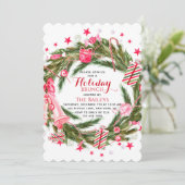 Holiday Brunch Elegant Kerstmis Floral Wreate Kaart (Staand voorkant)