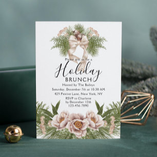 Holiday Brunch   KerstBrunch Chic Floral Kaart