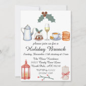 Holiday Brunch Kerstmis Holly Cute Invitation Kaart (Voorkant)