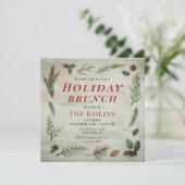 Holiday Brunch Kerstmis Rustic Winter Floral Kaart (Staand voorkant)
