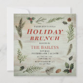 Holiday Brunch Kerstmis Rustic Winter Floral Kaart (Voorkant)