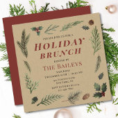Holiday Brunch Kerstmis Rustic Winter Floral Kaart
