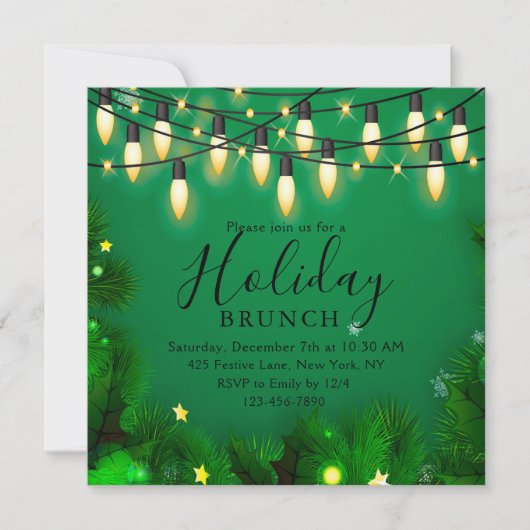 Holiday Brunch met Kerstmis Brunch Chic Floral Kaart (Voorkant)
