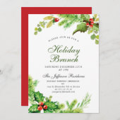 Holiday Brunch Red Holly Berry Kerstmis Kaart (Voorkant / Achterkant)