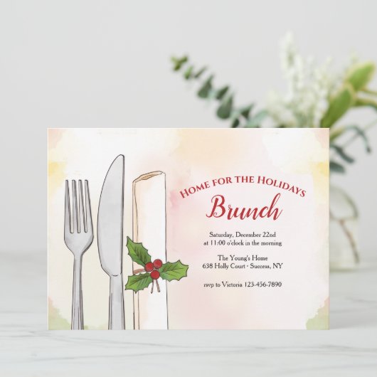 Holiday Brunch Uitnodiging (Staand voorkant)