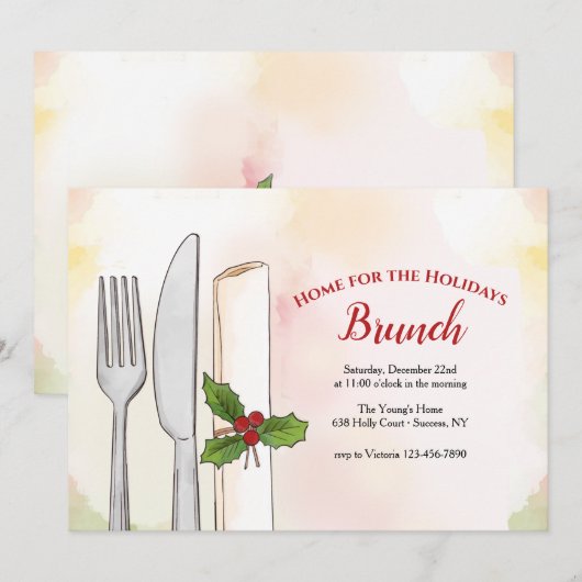 Holiday Brunch Uitnodiging (Voorkant / Achterkant)