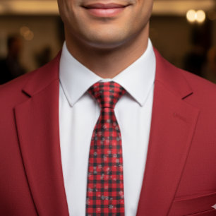 Holiday Buffalo Pset Red Black stropdas Snowflake