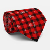 Holiday Buffalo Pset Red Black stropdas Snowflake (Opgerold)
