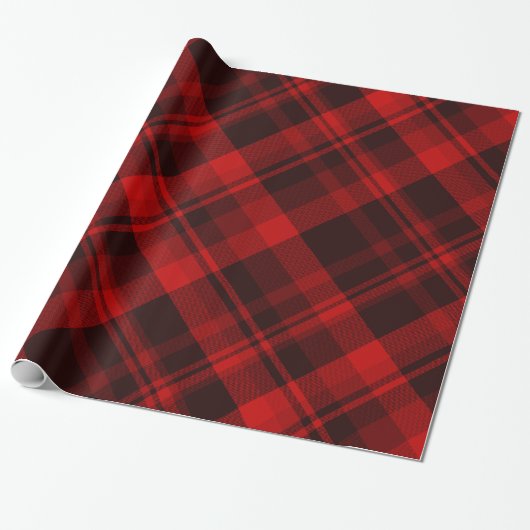 Holiday Buffalo Pset Red Black Tartan Cadeaupapier (Uitgerold)