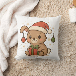 Holiday Bunny in Santa Hat Kussen