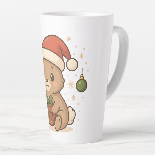 Holiday Bunny in Santa Hat Latte Mok (Rechterhoek)