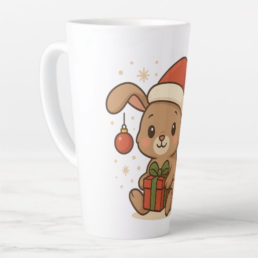 Holiday Bunny in Santa Hat Latte Mok (Linkerhoek)