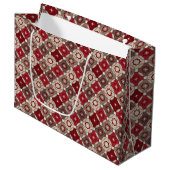 Holiday Burgundy, bruine Gift Bag - Groot, glanzen Groot Cadeauzakje (Voorkant Gekanteld)