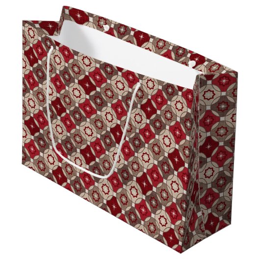 Holiday Burgundy, bruine Gift Bag - Groot, glanzen Groot Cadeauzakje (Voorkant Gekanteld)