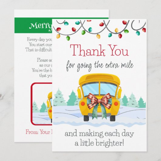 Holiday Bus Driver Dank u Cadeau Kaart Houder (Voorkant / Achterkant)