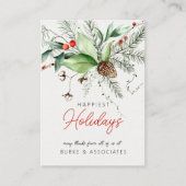 Holiday Business Greenery Personalized Visitekaartje (Voorkant)