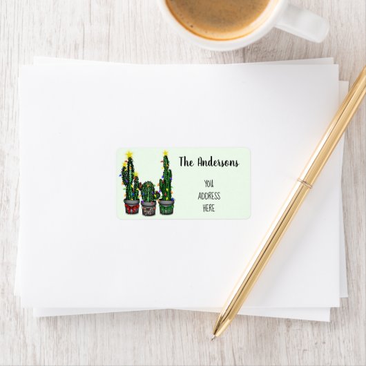 Holiday Cactus Tree Address Return Etiket (Insitu)