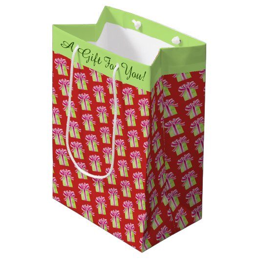 Holiday Cadebox Patroon Medium Cadeauzakje (Voorkant Gekanteld)