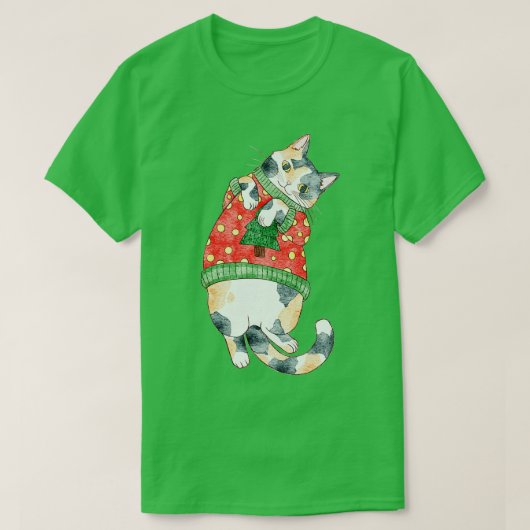 Holiday Calico Cat T-shirt (Design voorkant)