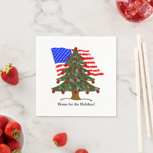 Holiday Camouflage Tree with USA Flag Christmas Servet (Insitu)