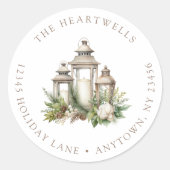 Holiday Candles Greenery Christmas Retouradres Ronde Sticker (Voorkant)