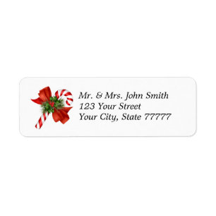 Holiday Candy Cane Address Label