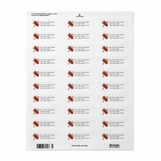 Holiday Candy Cane Address Label (Full Sheet)