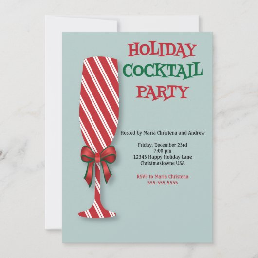 Holiday Candy Cane Cocktail Party Uitnodiging (Voorkant)