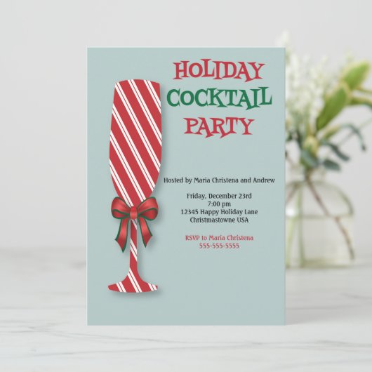 Holiday Candy Cane Cocktail Party Uitnodiging (Staand voorkant)