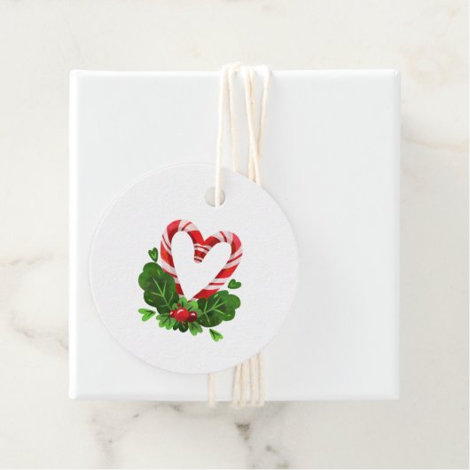 Holiday Candy Cane Heart Merry kerstfeestje Bedankjes Labels (In situ)