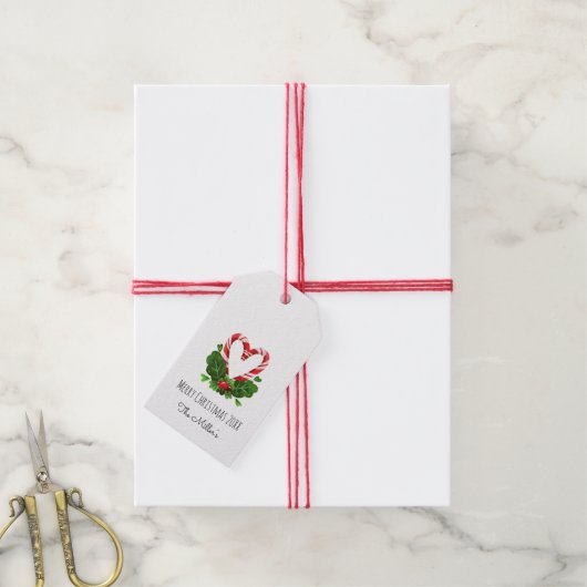Holiday Candy Cane Heart Merry Kerstnaam Cadeaulabel (Met Touw)