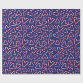 Holiday Candy Cane Love Hearts Donkerblauw Naadloo Cadeaupapier (Vlak)