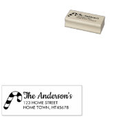 Holiday Candy Cane Naam Retouradres Rubberstempel (Gestempeld)