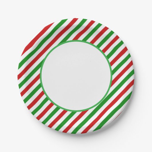 Holiday Candy Cane Paper Plates Papieren Bordje (Voorkant)