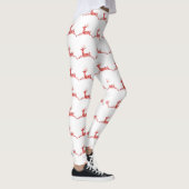 Holiday Candy Cane Reindeer op wit Leggings (Rechts)