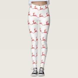 Holiday Candy Cane Reindeer op wit Leggings