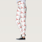 Holiday Candy Cane Reindeer op wit Leggings (Links)