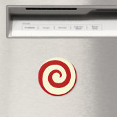 HOLIDAY CANDY CANE SWIRL ROUND MAGNET (Insitu (Vaatwasser))