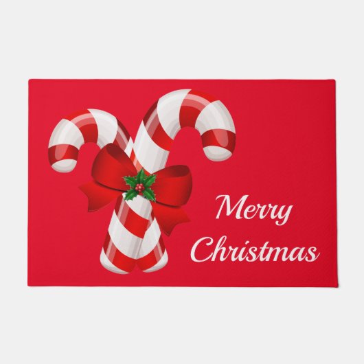 Holiday Candy Canes Kerstdoormat Deurmat (Voorkant)