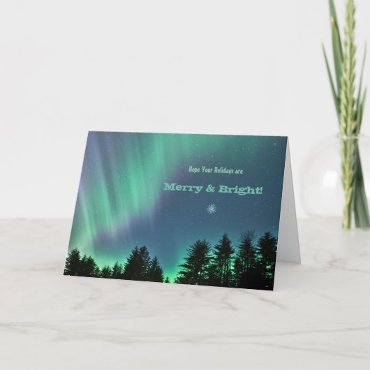 Holiday card met kleurstof Northern Lights Aurora Feestdagen Kaart (Voorkant)