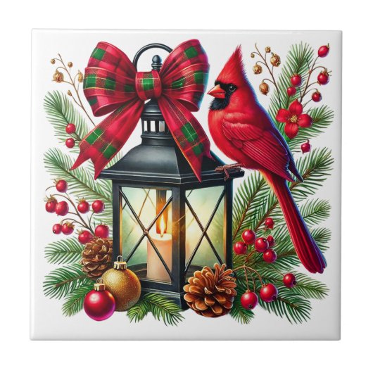 Holiday Cardinal Ceramic Tile Tegeltje (Voorkant)