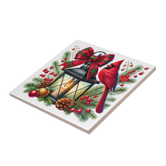 Holiday Cardinal Ceramic Tile Tegeltje (Zijkant)