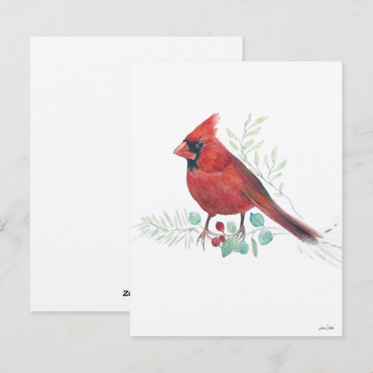 Holiday Cardinale Kunst Feestdagenkaart (Voorkant / Achterkant)